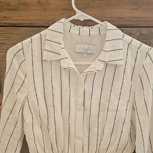 L'Academie White and Black Striped Shirt Dress